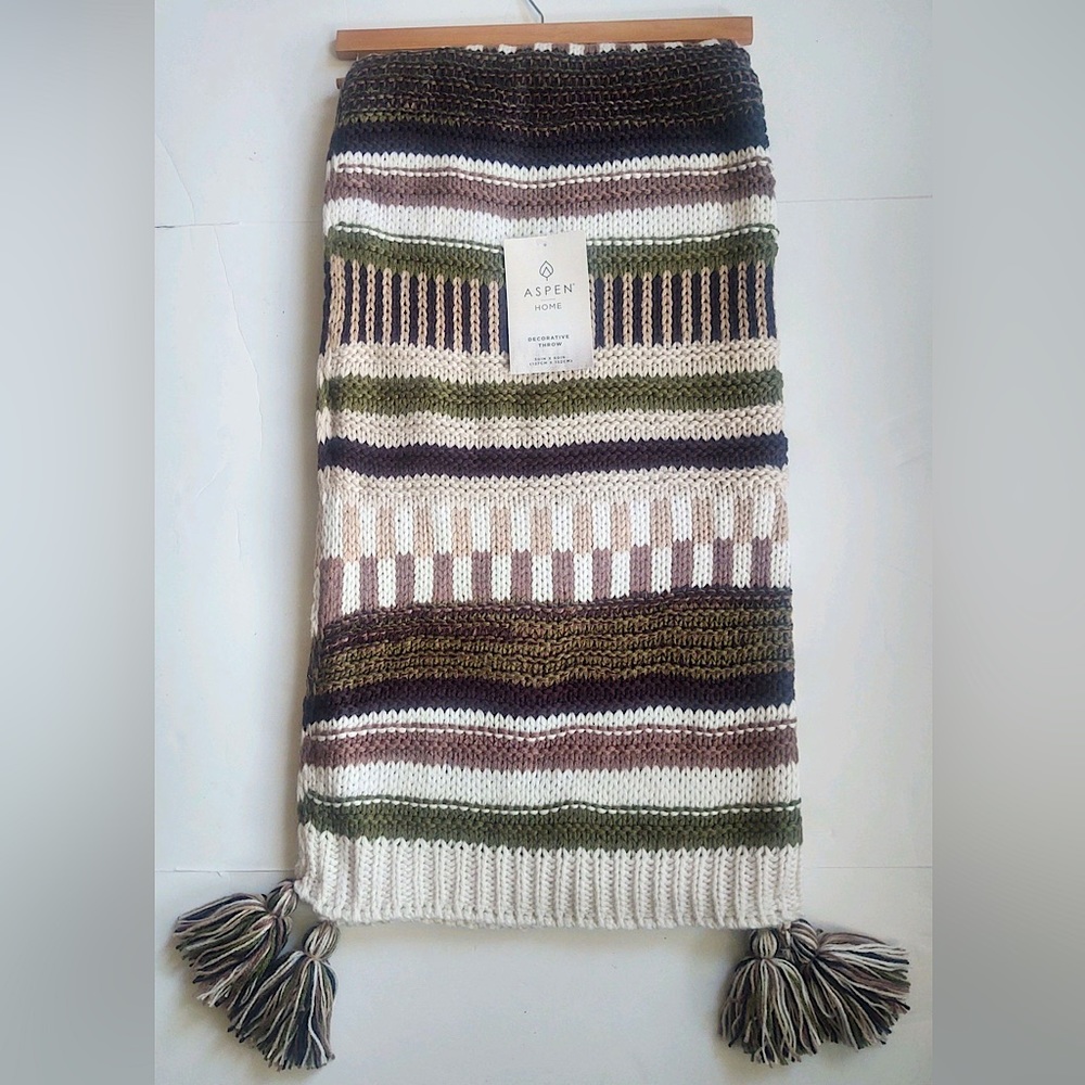 🎁ASPEN Home Decorative Throw Blanket - Olive Multi